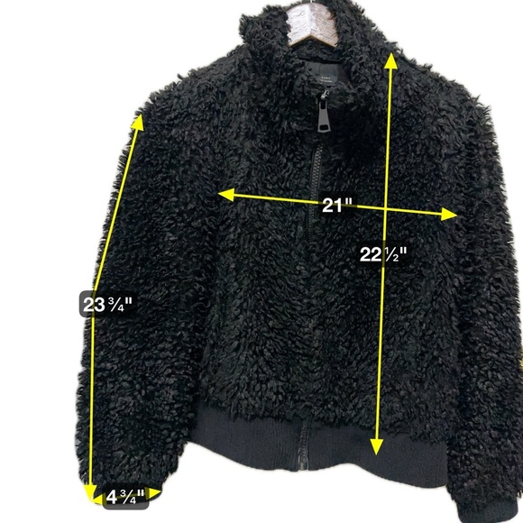 115 ZARA | EUC Women’s Black Sherpa Bomber Jacket - Size M | Faux Fur Full Zip - Picture 16 of 16